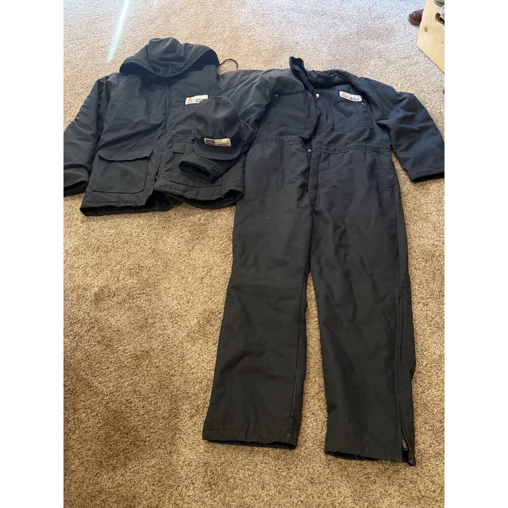Agco Allis Farm Work Clothes; Puffer Jacket, Jumpsuit, & Hat Vintage Farmwear